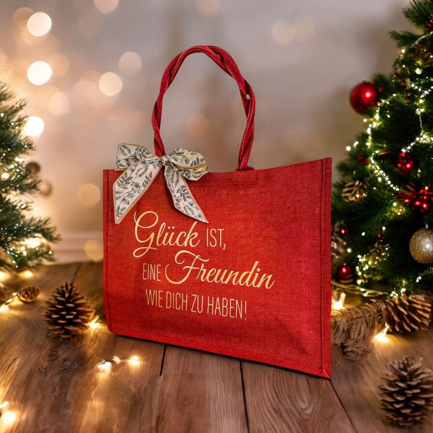 L25-03 Deine personalisierte Jutetasche „Glück ist, eine Freundin wie dich zu haben“