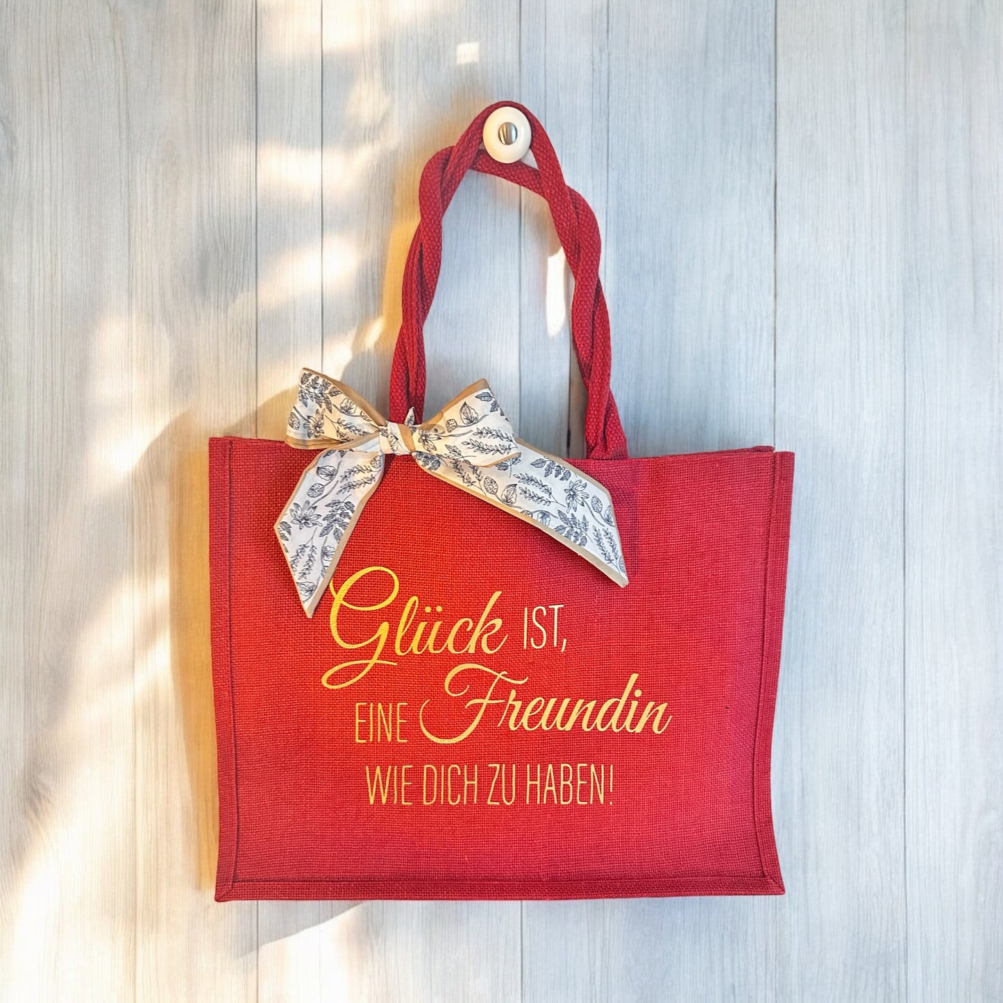 L25-03 Deine personalisierte Jutetasche „Glück ist, eine Freundin wie dich zu haben“